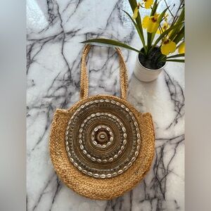 Antik Kraft straw woven tote bag
